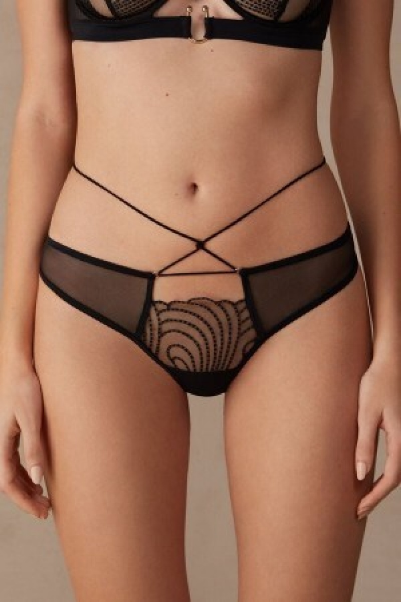 Black Intimissimi Steal the Show Thong | CAXBR93199